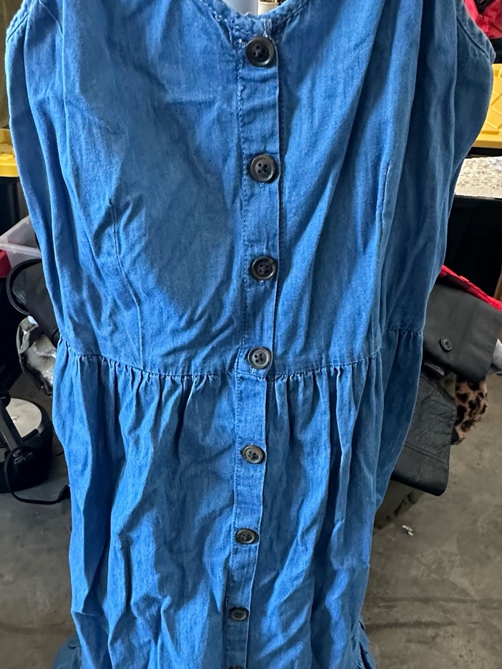 Denim Button-Front Chambray Blue Dress